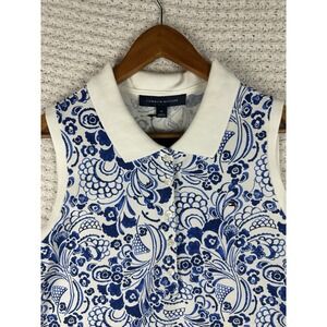 Tommy Hilfiger Women's Blue & White Sleeveless Paisley Shirt Size M NWT